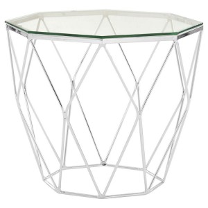 Allure Tempered Glass and Chrome Metal End Table Allure Tempered Glass and Chrome Metal End Table 5501360