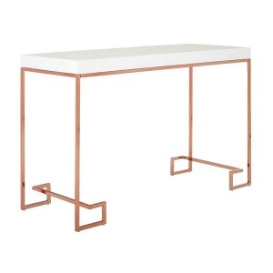 Allure White High Gloss Rose Top and Rose Gold Legs Console Table Allure White High Gloss Rose Top and Rose Gold Legs Console Table 5501368