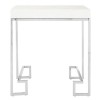 Allure White High Gloss and Chrome Metal Square End Table 5501367