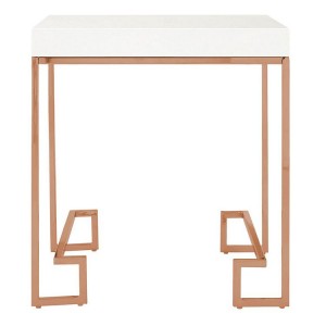 Allure White High Gloss and Rose Gold Metal Square End Table Allure White High Gloss and Rose Gold Metal Square End Table 5501366