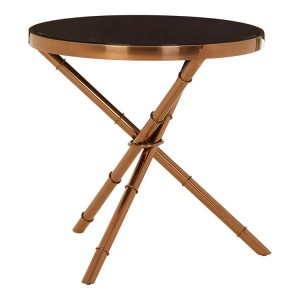 Alvaro Bamboo Inspired Rose Gold Finish Metal Base Side Table Alvaro Bamboo Inspired Rose Gold Finish Metal Base Side Table 5501729