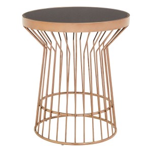 Alvaro Copper Finish Metal and Black Glass Round Side Table Alvaro Copper Finish Metal and Black Glass Round Side Table 5501728
