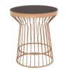 Alvaro Copper Finish Metal and Black Glass Round Side Table 5501728