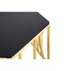 Alvaro Gold Finish Metal and Black Glass Hexagonal Coffee Table 5501717