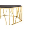 Alvaro Gold Finish Metal and Black Glass Hexagonal Coffee Table 5501717