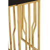 Alvaro Gold Finish Metal and Black Glass Hexagonal Console Table 5501718