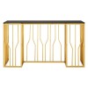 Alvaro Gold Finish Metal and Black Glass Hexagonal Console Table 5501718