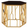 Alvaro Gold Finish Metal and Black Glass Hexagonal Side Table 5501716