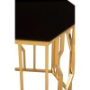 Alvaro Gold Finish Metal and Black Glass Hexagonal Side Table 5501716