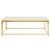 Alvaro Gold Finish Metal and White Marble Rectangular Coffee Table 5501714