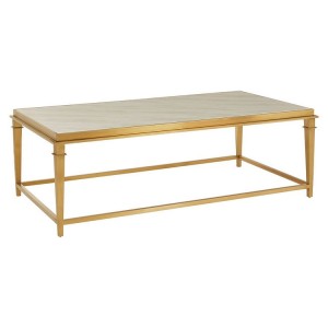Alvaro Gold Finish Metal and White Marble Rectangular Coffee Table Alvaro Gold Finish Metal and White Marble Rectangular Coffee Table 5501714
