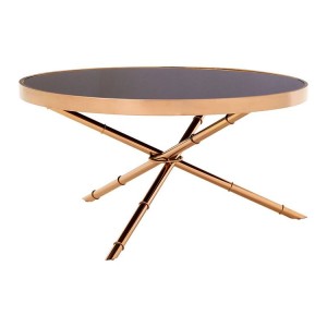 Alvaro Rose Gold Finish Metal and Black Glass 3 Leg Coffee Table Alvaro Rose Gold Finish Metal and Black Glass 3 Leg Coffee Table 5501730