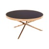 Alvaro Rose Gold Finish Metal and Black Glass 3 Leg Coffee Table 5501730