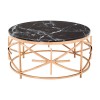 Alvaro Rose Gold Finish Metal and Black Marble Round Coffee Table 5501720