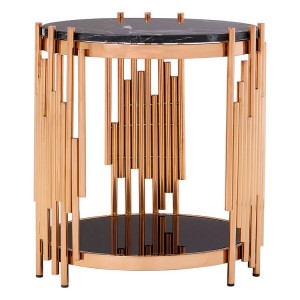 Alvaro Rose Gold Finish Metal and Black Marble Side Table Alvaro Rose Gold Finish Metal and Black Marble Side Table 5501725