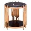 Alvaro Rose Gold Finish Metal and Black Marble Side Table 5501725