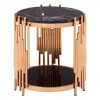 Alvaro Rose Gold Finish Metal and Black Marble Side Table 5501725