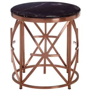 Alvaro Rose Gold Metal and Black Marble Round Side Table Alvaro Rose Gold Metal and Black Marble Round Side Table 5501719