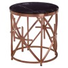 Alvaro Rose Gold Metal and Black Marble Round Side Table 5501719