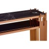 Alvaro Rose Gold Metal and Black Marble Top Glass Shelf Console Table 5501724