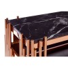 Alvaro Rose Gold Metal and Black Marble Top Glass Shelf Console Table 5501724