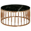Alvaro Rose Gold Metal and Black Marble Top Round Coffee Table 5501722