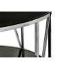 Alvaro Round Chrome Finish Metal and Black Glass Round Coffee Table 5501695