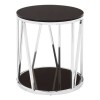 Alvaro Round Chrome Finish Metal and Black Glass Side Table 5501697