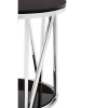 Alvaro Round Chrome Finish Metal and Black Glass Side Table 5501697