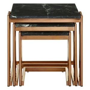 Alvaro Set Of 3 Gold Metal and Black Marble Square Nesting Tables Alvaro Set Of 3 Gold Metal and Black Marble Square Nesting Tables 5501723