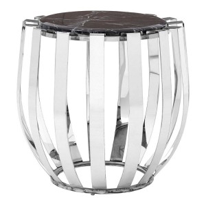 Alvaro Silver Finish Metal and Black Marble Side Table Alvaro Silver Finish Metal and Black Marble Side Table 5501727