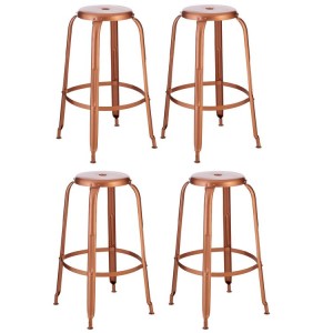 Crest Metal Furniture Copper Finish Iron Bar Stool Set of 4 Crest Metal Furniture Copper Finish Iron Bar Stool Set of 4