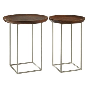Crest Metal Furniture Silver Iron Wood Tops Side Tables Crest Metal Furniture Silver Iron Wood Tops Side Tables