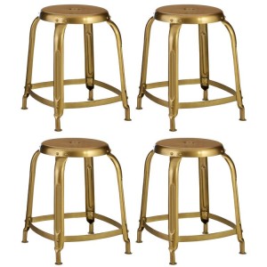 Crest Metal Furniture Gold Finish Metal Bar Stool Set of 4 Crest Metal Furniture Gold Finish Metal Bar Stool Set of 4
