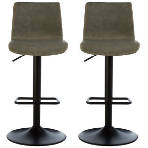 Dalston Vintage Ash Soft Faux Leather Adjustable Bar Stool Pair Dalston Vintage Ash Soft Faux Leather Adjustable Bar Stool Pair 5501519