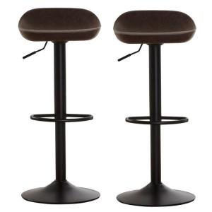 Dalston Vintage Brown Faux Leather and Metal Adjustable Stool Pair Dalston Vintage Brown Faux Leather and Metal Adjustable Stool Pair 5501223