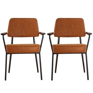 Dalston Vintage Camel Soft Faux Leather and Metal Armchair Pair Dalston Vintage Camel Soft Faux Leather and Metal Armchair Pair 5501227