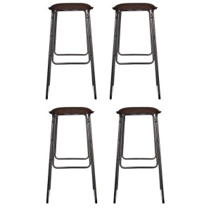 Dalston Vintage Mocha Soft Faux Leather and Metal Bar Stool Set of 4 Dalston Vintage Mocha Soft Faux Leather and Metal Bar Stool Set of 4 5501213