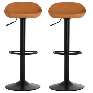 Dalston Vintage Orange Faux Leather and Metal Bar Stool Pair Dalston Vintage Orange Faux Leather and Metal Bar Stool Pair 5501225