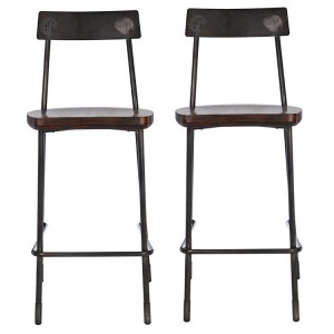 Dalston Vintage Walnut and Metal Furniture Bar Stool Pair Dalston Vintage Walnut and Metal Furniture Bar Stool Pair 5501215