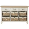 Hendra Weathered White Furniture Cabinet With 6 Willow Baskets