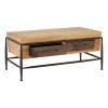 New Foundry Industrial Furniture Ash Wood Metal 2 Drawer Coffee Table