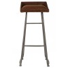 New Foundry Industrial Furniture Brown Leather Effect Bar Stool (Pair)