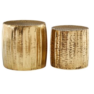 Templar Antique Brass Finish Iron Barrel Shape Stools Templar Antique Brass Finish Iron Barrel Shape Stools 2405241