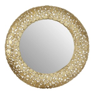 Templar Brass Finish Iron Pebble Effect Round Wall Mirror Templar Brass Finish Iron Pebble Effect Round Wall Mirror