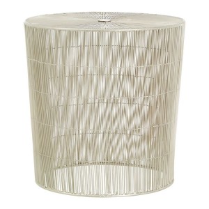 Templar Cage Shaped Large Silver Finish Iron Round Side Table Templar Cage Shaped Large Silver Finish Iron Round Side Table