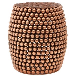 Templar Copper Finish Iron Barrel Design Beaded Stool Templar Copper Finish Iron Barrel Design Beaded Stool 2404422