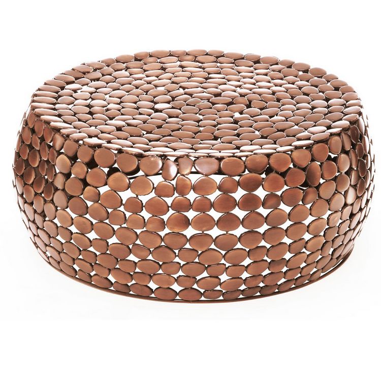 Templar Copper Finish Iron Round Pebble Effect Coffee Table