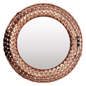 Templar Copper Finish Iron and Mirrored Pebble Effect Wall Mirror Templar Copper Finish Iron and Mirrored Pebble Effect Wall Mirror