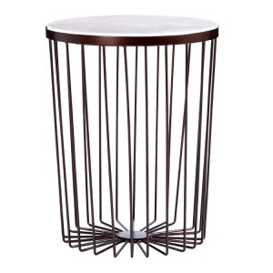 Templar Copper Metal and White Marble Round Side Table Templar Copper Metal and White Marble Round Side Table
